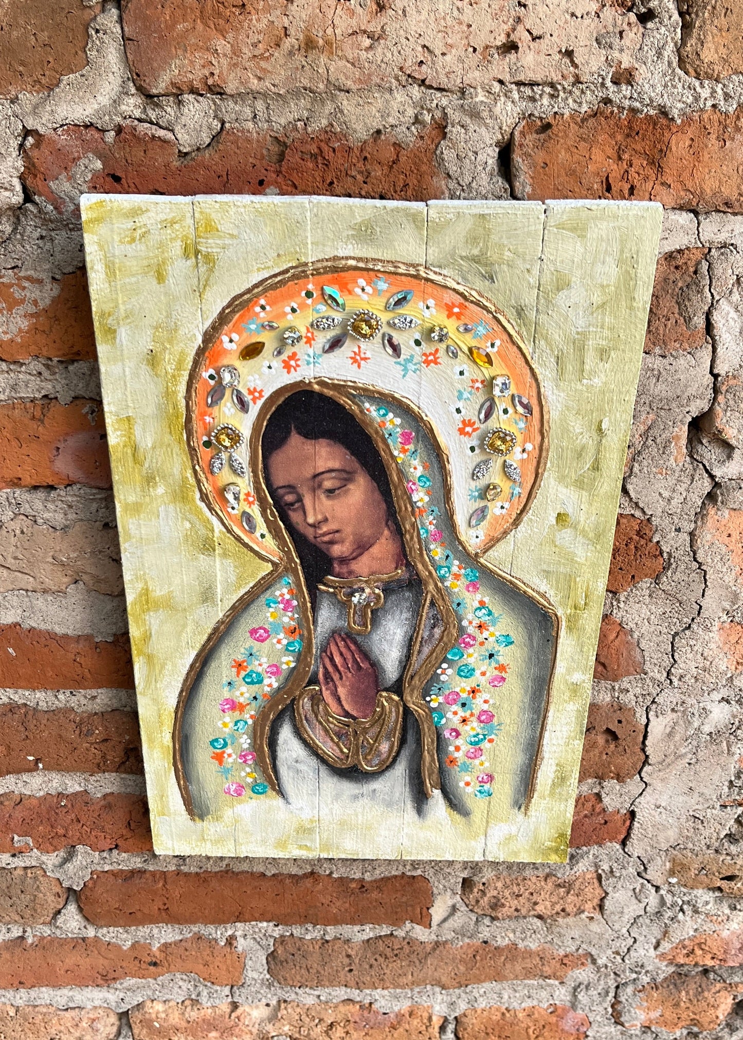 Retablo Virgen Aureola Verde