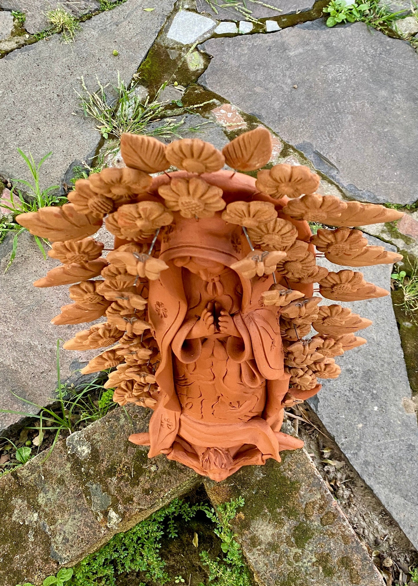 Virgen de Guadalupe de Barro Natural 55 cm