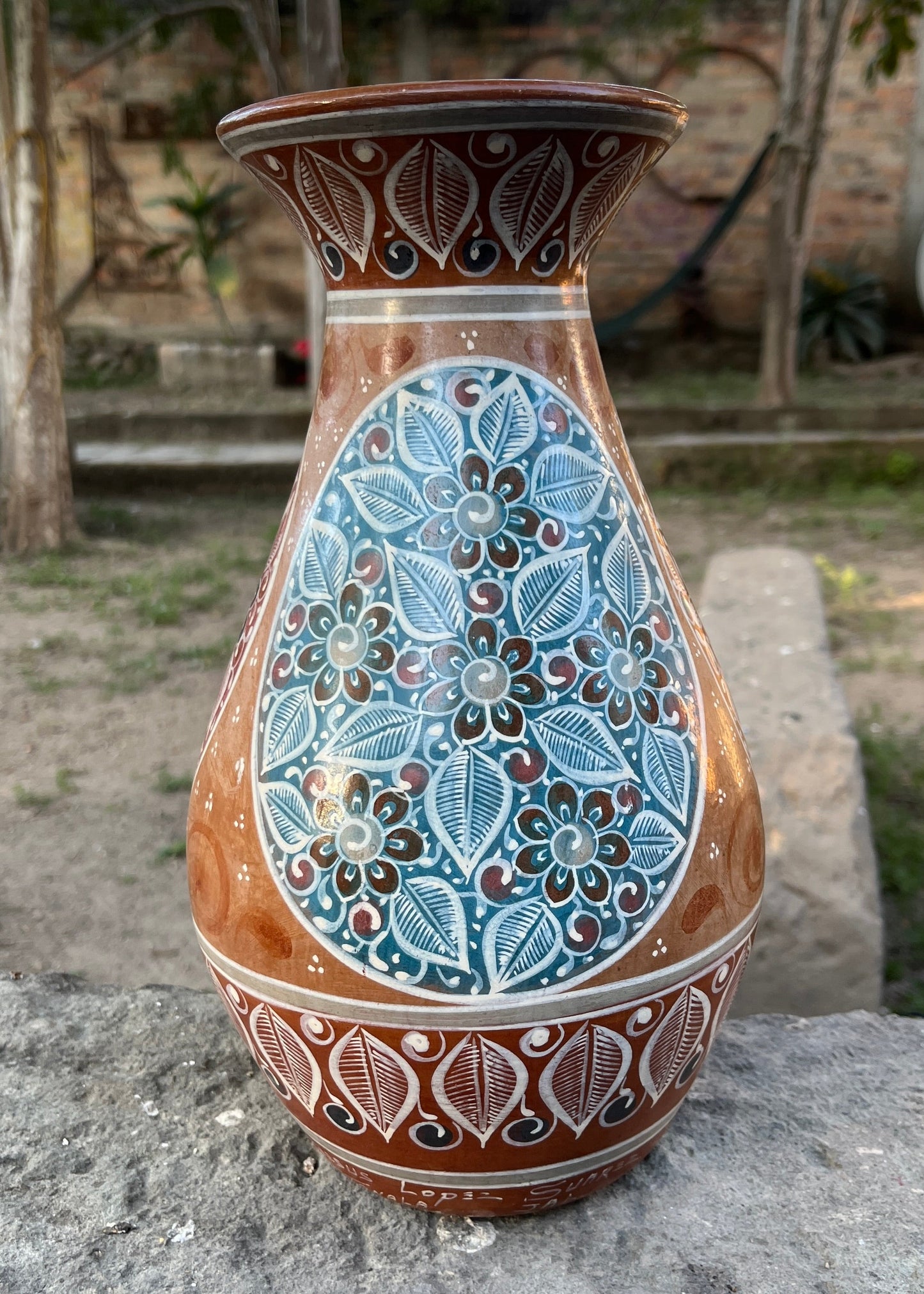 Jarrón Barro Bruñido 3 Ovalos