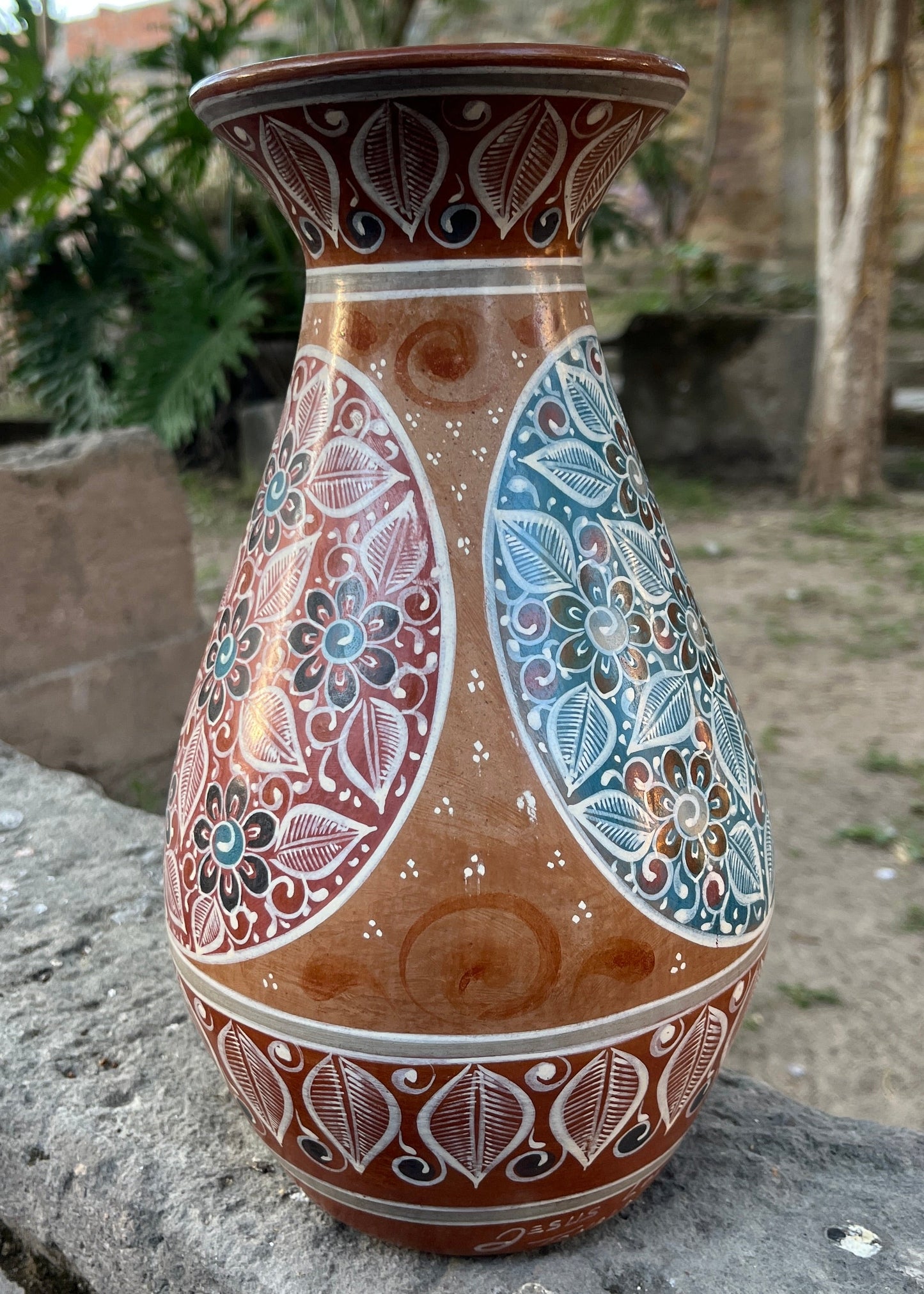 Jarrón Barro Bruñido 3 Ovalos