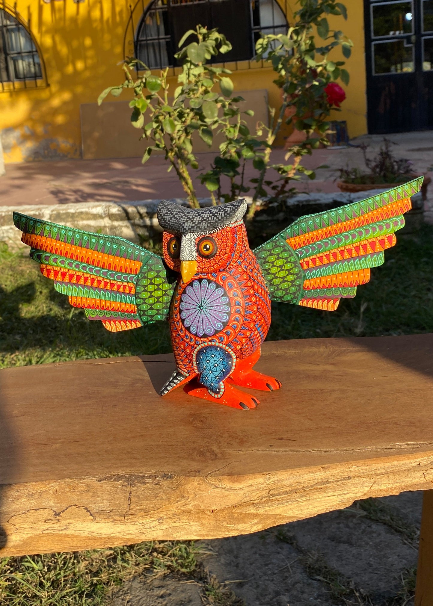 Alebrije Buho Verde / Rojo