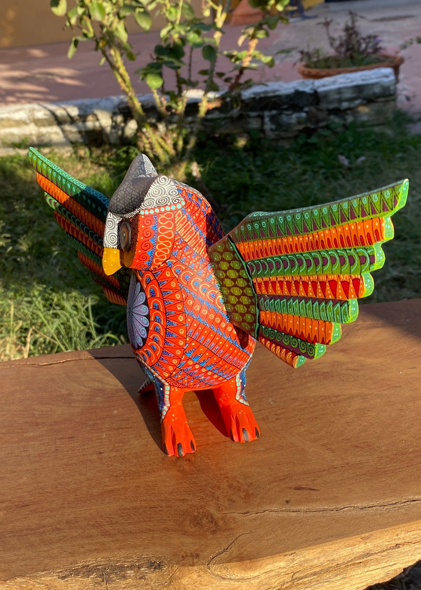 Alebrije Buho Verde / Rojo
