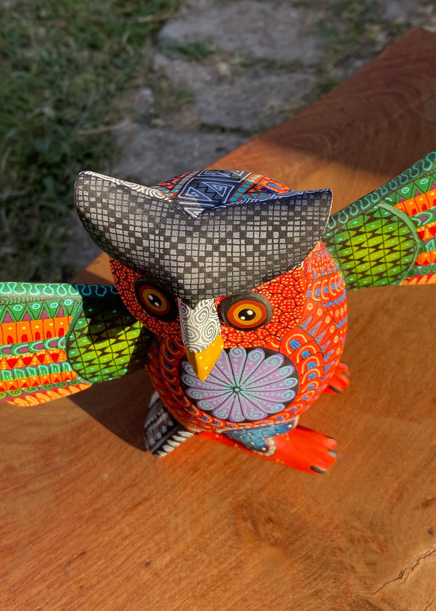 Alebrije Buho Verde / Rojo