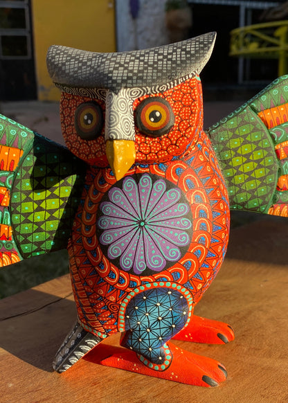 Alebrije Buho Verde / Rojo