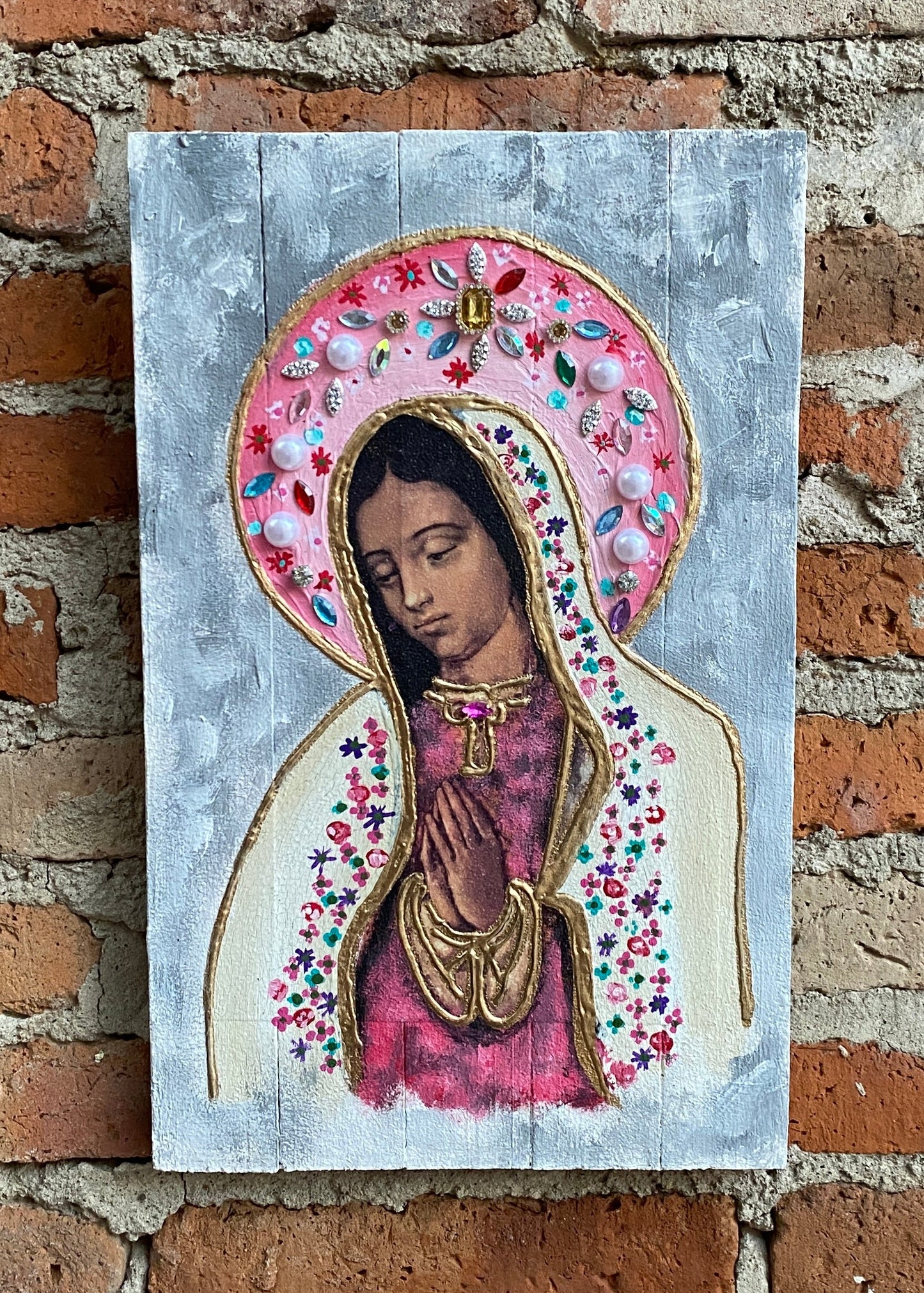Retablo Virgen  Aureola Rosa