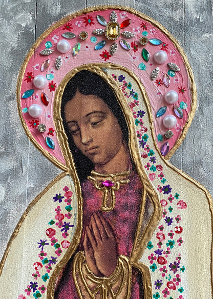 Retablo Virgen  Aureola Rosa