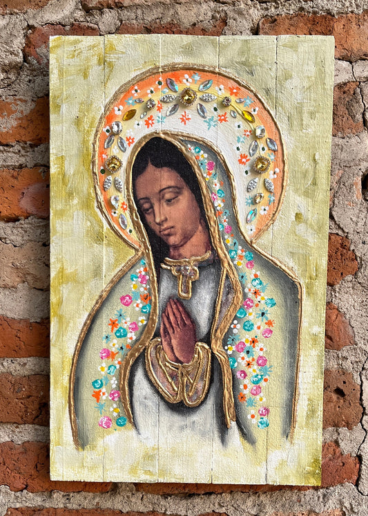 Retablo Virgen Aureola Verde